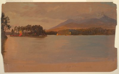 Teckning, Mt. Katahdin från Togue Pond, 1878 av Frederic Edwin Church