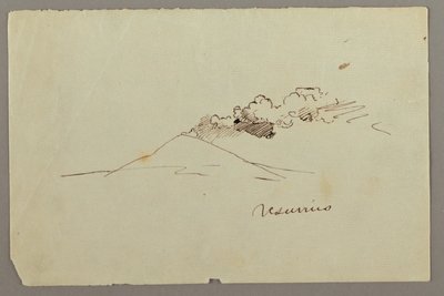 Teckning, Vesuvius med rök, möjligen 1868-69 av Frederic Edwin Church