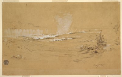 Teckning, Niagara: De kanadensiska fallen och Goat Island, oktober 1856 av Frederic Edwin Church