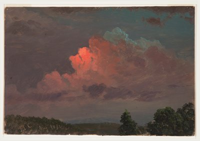 Teckning, Nattfall nära Olana, augusti 1872 av Frederic Edwin Church