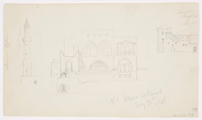 Ritning, gammalt hus, Beirut, 1868 av Frederic Edwin Church