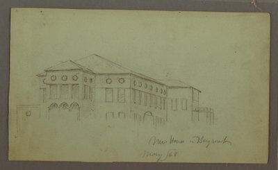 Ritning, gammalt hus, Beirut, 1868 av Frederic Edwin Church