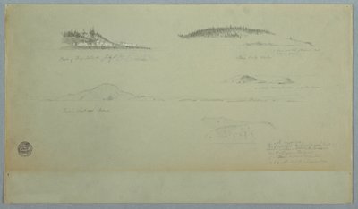 Teckning, del av Fogo Island, Indian Look, 2 juli 1859 av Frederic Edwin Church