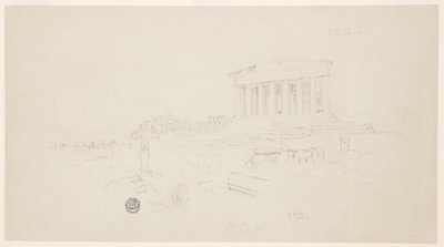 Ritning, Parthenon och Erectheion, Aten, april 1869 av Frederic Edwin Church
