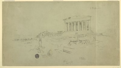 Ritning, Parthenon och Erectheion, Aten, april 1869 av Frederic Edwin Church