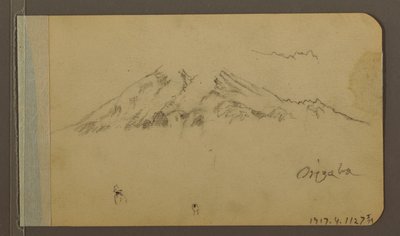 Teckning, Orizabas topp, figur; Averso: Slätt och bergskedjor, 1889 av Frederic Edwin Church