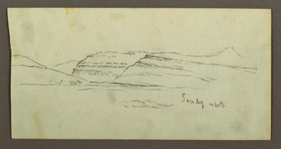 Teckning, Slätt och bergskedja, möjligen 1868 av Frederic Edwin Church