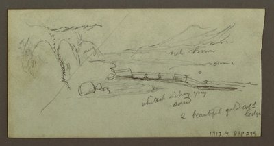 Teckning, Slätt och bergskedja, möjligen 1868 av Frederic Edwin Church