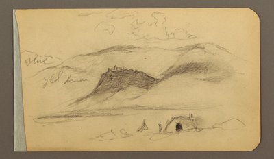 Teckning, Slätt, kulle, stad; Verso: Bergskedja, 1889 av Frederic Edwin Church