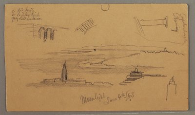 Teckning, Slätter, Arkitekturstudier, 4 juni 1868 av Frederic Edwin Church
