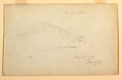 Teckning, Vulkanen Purese sedd från Popayan, Colombia, 9 augusti 1853 av Frederic Edwin Church