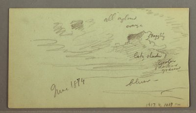 Teckning, Flod genom berg, möjligen 1874 av Frederic Edwin Church