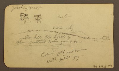 Teckning, kargt berg över slätt; a tergo: Figurer, landskap, 12 december 1884 av Frederic Edwin Church