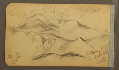 Teckning, Klippiga berg, 17 april 1889 av Frederic Edwin Church