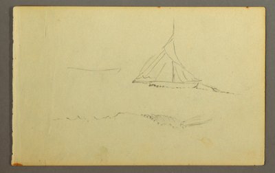 Ritning, Segelbåt sedd från babord, 1845 av Frederic Edwin Church