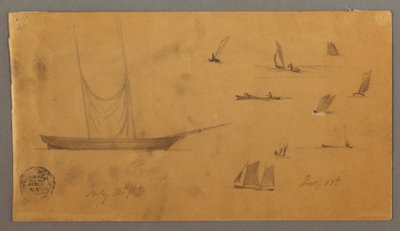 Teckning, Segelbåtsstudier, 12-13 juli 1859 av Frederic Edwin Church