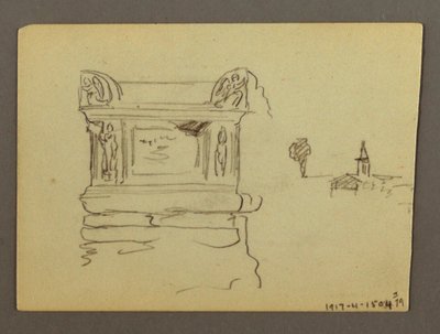 Teckning, Sarcophagus, möjligen 1868-69 av Frederic Edwin Church