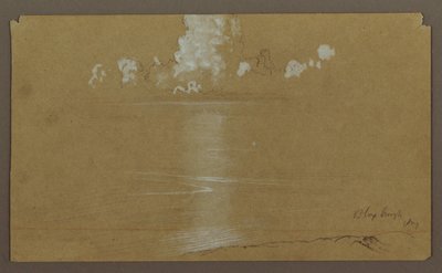 Teckning, havslandskap, Bloxburgh; Averso: Kullar och hav, augusti 1865 av Frederic Edwin Church