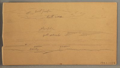Teckning, Skarpa bergstoppar, molnig himmel, juni 1874 av Frederic Edwin Church
