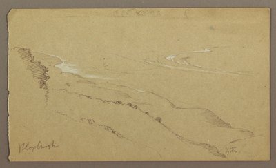Teckning, Strand och hav, "Bloxburgh", augusti 1865 av Frederic Edwin Church
