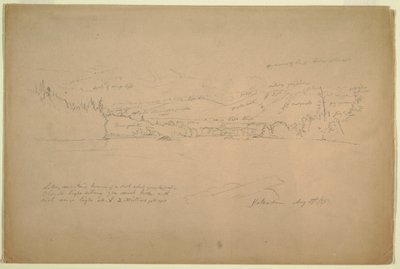 Teckning, Sjöns strand och foten av Mount Katahdin, 29 augusti 1856 av Frederic Edwin Church