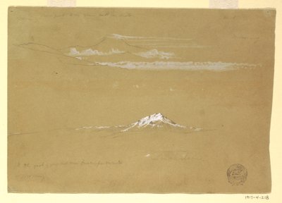 Teckning, Sincholagua, morgon, från soltemplet, Quito, 24 juni 1857 av Frederic Edwin Church