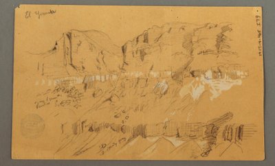 Teckning, Skisser, El Yemen-dalen, "Arabia", möjligen 1868, 20 februari av Frederic Edwin Church