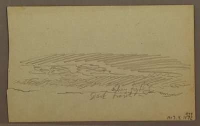 Teckning, Himmelstudie, bergsryggar, regnbåge, 1860-talet av Frederic Edwin Church