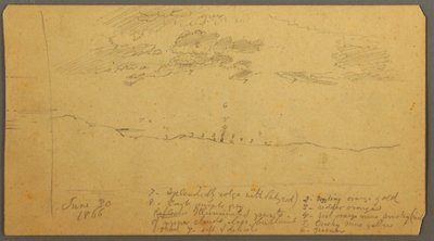 Teckning, Himmelsstudie över ås, juni 1882 av Frederic Edwin Church
