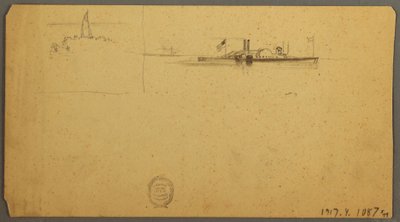 Teckning, Himmelsstudie över ås, juni 1882 av Frederic Edwin Church