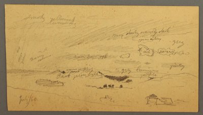 Teckning, Himmelsstudie över ås och regnbåge, juli 1866 av Frederic Edwin Church