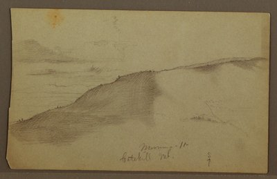 Teckning, sluttande berg, möjligen 1860-tal av Frederic Edwin Church