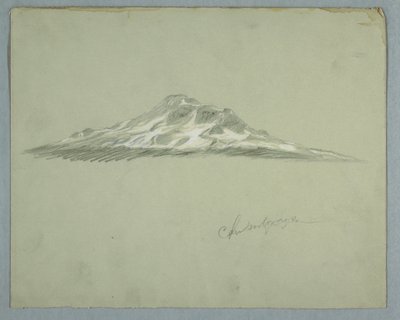 Teckning, Snötäckt topp på Mount Chimborazo, Ecuador, juli 1857 av Frederic Edwin Church