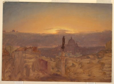 Teckning, Peterskyrkan från Pincio, Rom, slutet av 1868 eller början av 1869 av Frederic Edwin Church