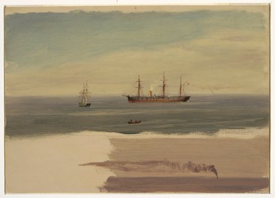Ritning, Ångfartyg och segelfartyg, juli 1859 av Frederic Edwin Church
