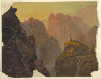 Teckning, Studie från ett imaginärt sydamerikanskt landskap", 1853-55 av Frederic Edwin Church