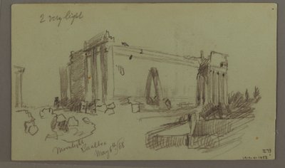 Teckning, Studie av tempelruiner, 8 maj 1868 av Frederic Edwin Church