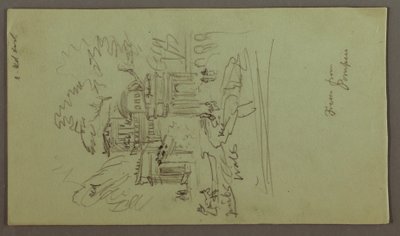 Teckning, studie av en fresco från Pompei, möjligen 1868-69 av Frederic Edwin Church
