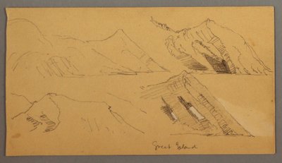 Teckning, Studie av bergsklippor, möjligen 1859 av Frederic Edwin Church