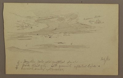 Teckning, topp och himmel, juli 1881 av Frederic Edwin Church