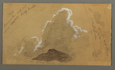 Teckning, Topp med stora moln, möjligen 1868 av Frederic Edwin Church