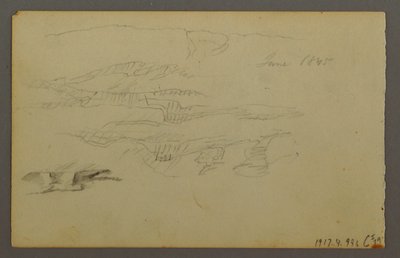 Teckning, Sol bakom moln, 1844 av Frederic Edwin Church