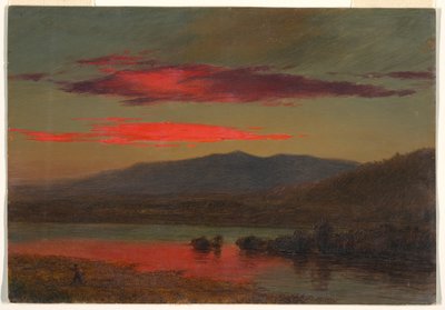 Teckning, solnedgång, Hudson, New York, 25 december 1873 av Frederic Edwin Church