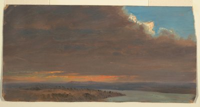 Teckning, Solnedgång, Hudson Valley, New York, 1870-80 av Frederic Edwin Church