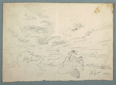 Teckning, Solnedgång från Olana, 1 juli 1870 av Frederic Edwin Church
