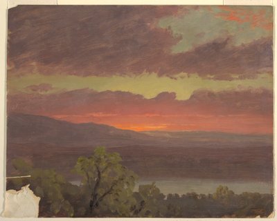 Teckning, solnedgång på Jamaica, Västindien, 1865-66 av Frederic Edwin Church