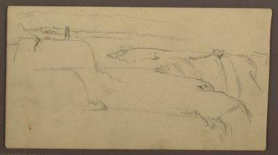 Teckning, Solnedgång över bank med fartyg, 1858 av Frederic Edwin Church