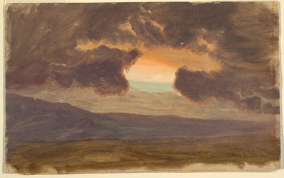 Teckning, Solnedgång över kala kullar, 1870-80 av Frederic Edwin Church