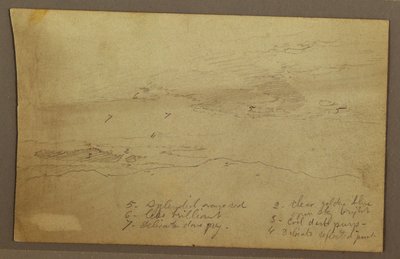 Teckning, Solnedgång, möjligen 1860-tal av Frederic Edwin Church