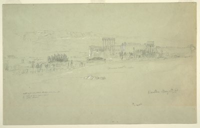 Ritning, tempel, Baalbek, 6 maj 1868 av Frederic Edwin Church